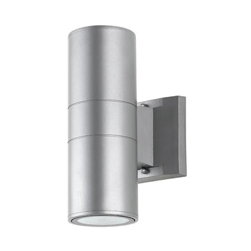 Duo 6" Modern Midcentury Cylinder Outdoor Metal/Glass Integrated LED Wall Sconce with Uplight - JONATHAN Y